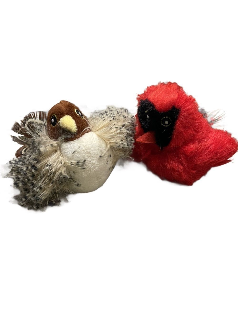 Pataroma Interactive Plush “Chirping Birds” for Cats Northern Cardinal & Sparrow